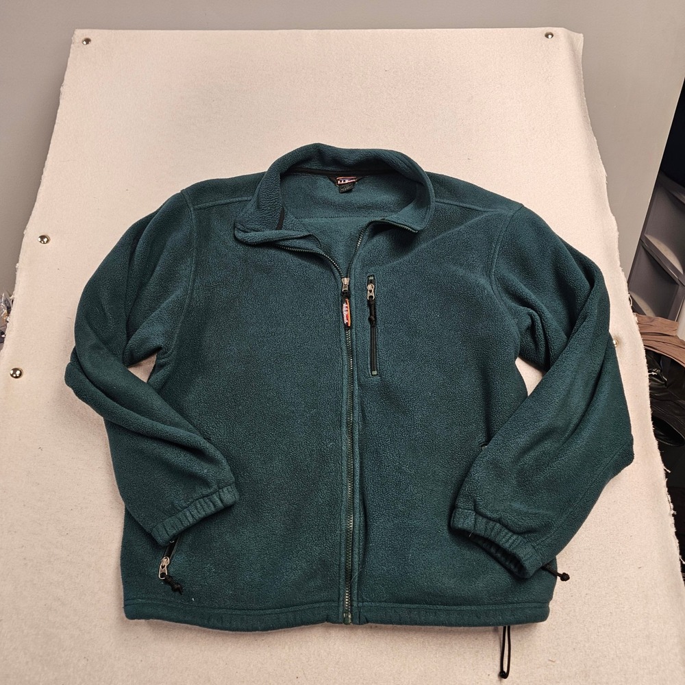 LL Bean Mens XL Full Zip Fleece Jacket Forest Green Mock Neck 0CQ30